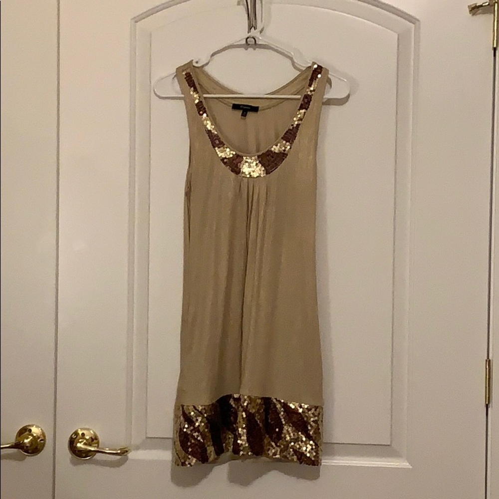 NWOT!! Express Glittery Gold Sequined Safari Dress